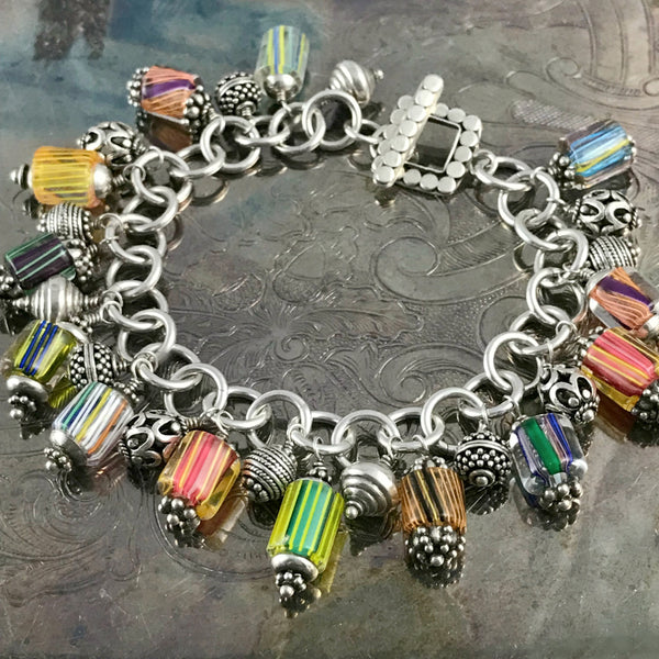 Art glass sterling necklace good bracelet set